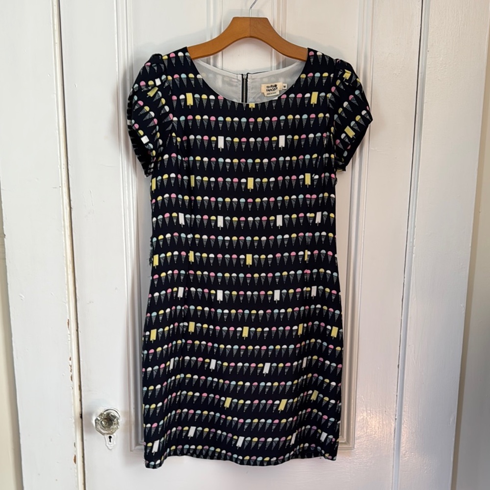 Ice Cream Print Black Dress